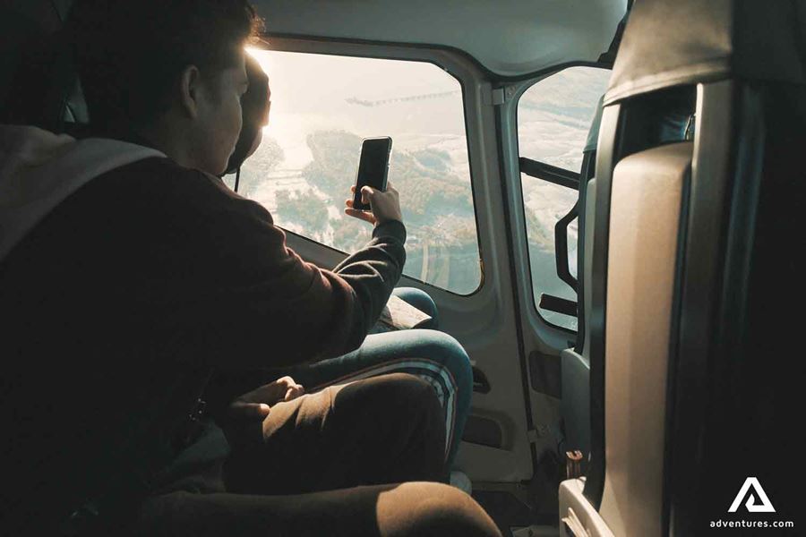 taking pictures from a helicopter