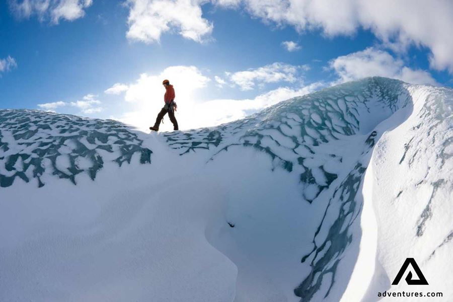 walking on the edge of solheimajokull