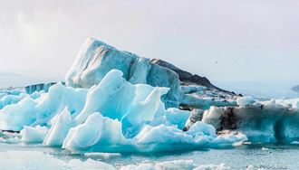 big pieces of glacier ice in jokulsarlon glacier lagoon