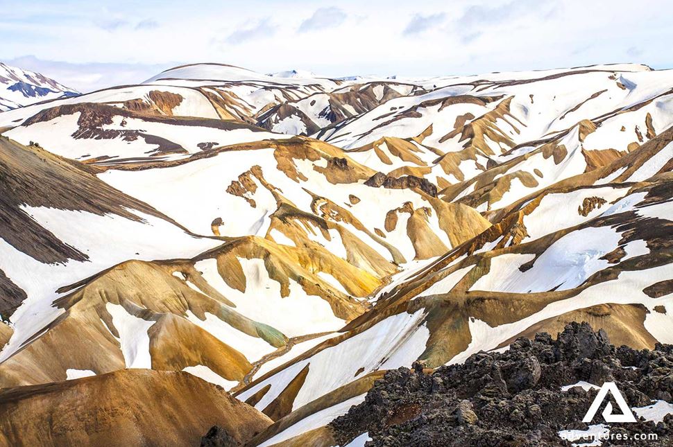 colourful mountain view in landmannalaugar area at winter