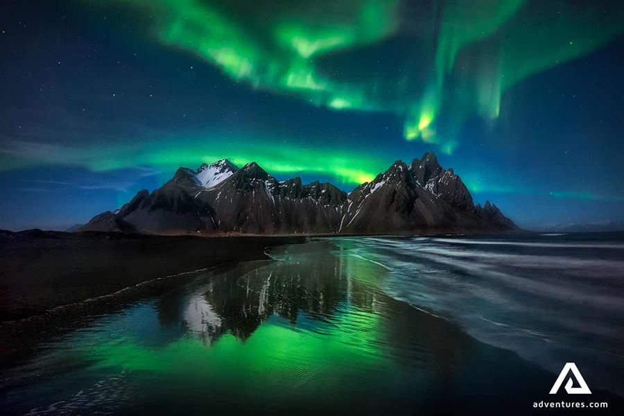 northern lights near stokksnes