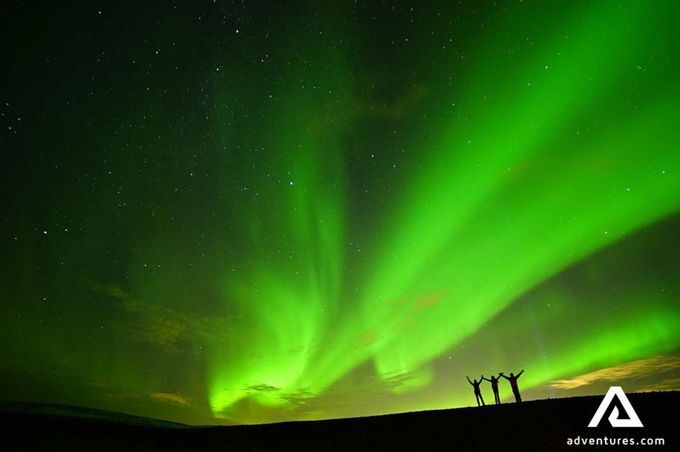 Northern Lights Tour Happy People in  Iceland 