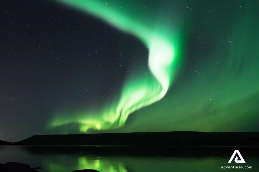 bright northern lights in clear sky