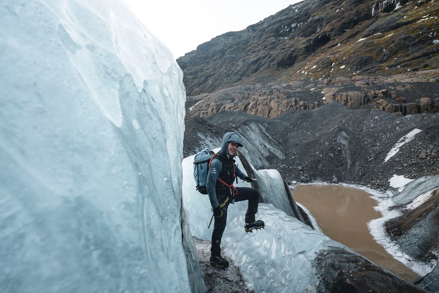Man on Vatnajokull glacier
