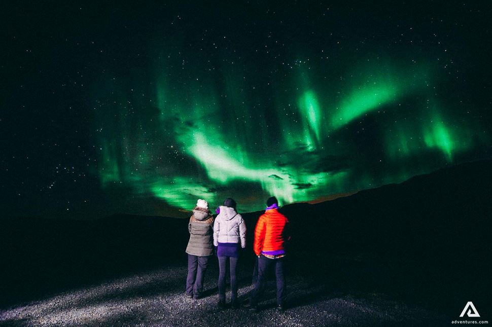 People watching Northern Lights