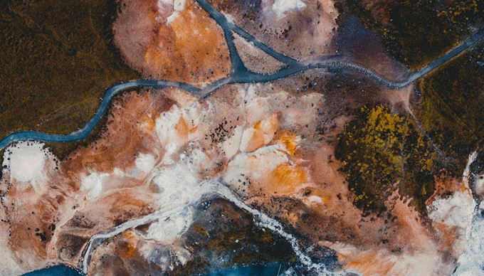 aerial drone view of krysuvik seltun area in reykjanes