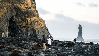Basalt Columns on a beach In Iceland South Coast
