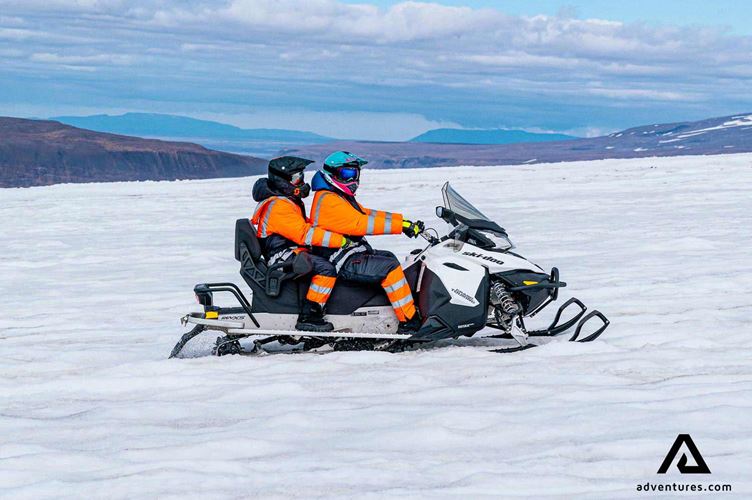 snowmobiling on langjokull glacier