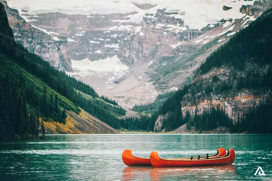 two canoes at a canadian lake
