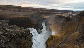 Gullfoss waterfall autumn season landscape 