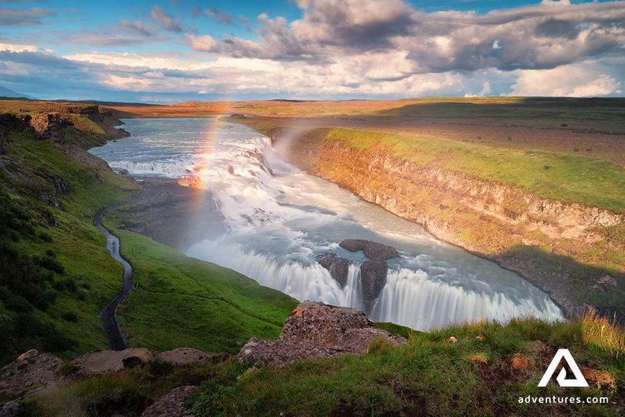 summer evening view at gullfoss