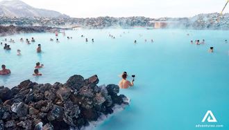 relaxing and bathing in the blue lagoon in iceland