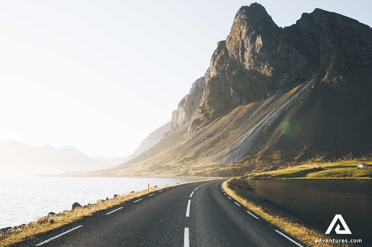 sunny day while driving in east of iceland