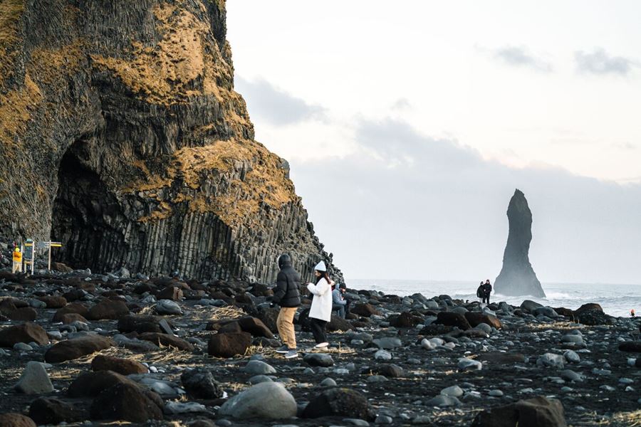 Basalt Columns on a beach In Iceland South Coast