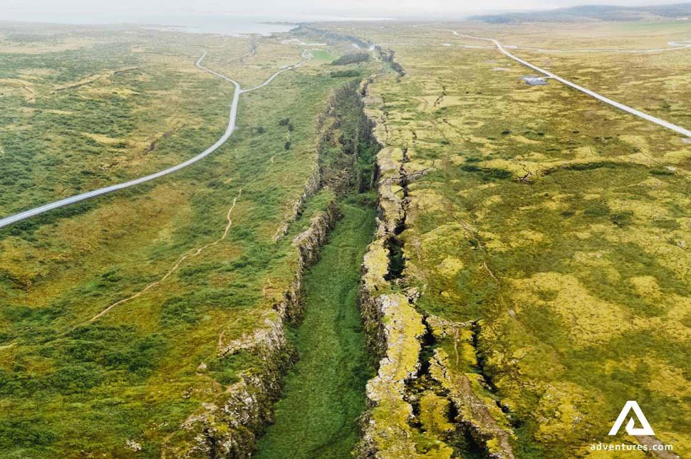 aerial view of thingvellir park area