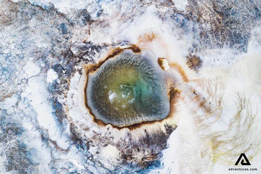 drone view above hveravellir