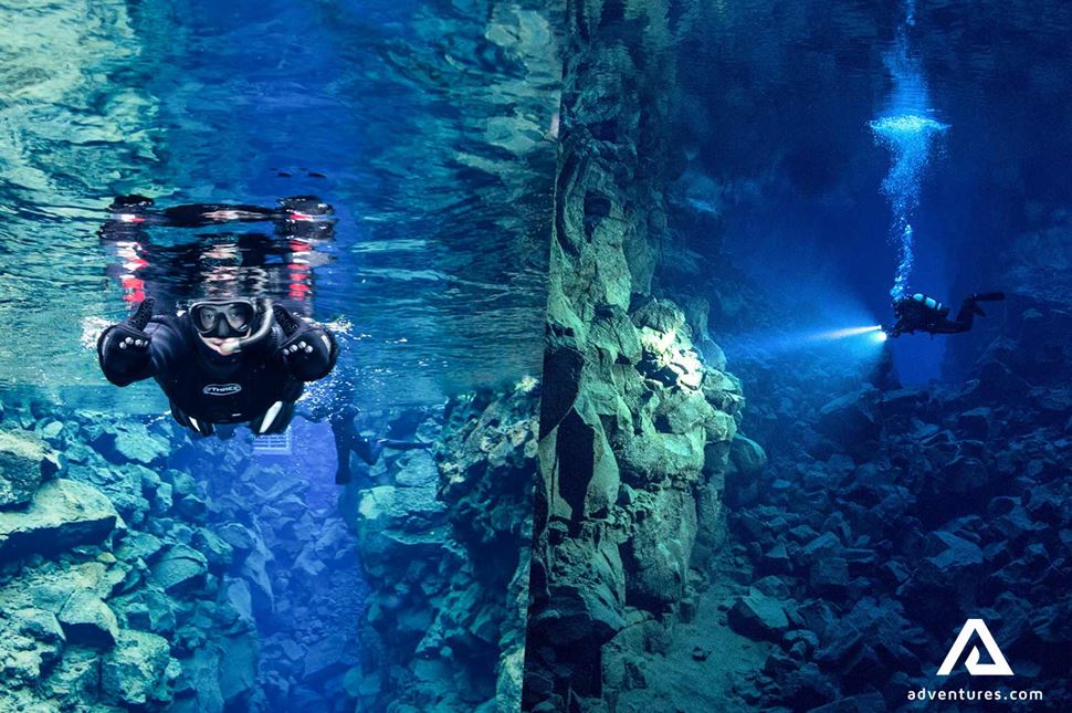 Snorkeling Silfra Scuba Diving Deep Water Thingvellir in Iceland