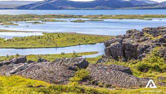 lake thingvellir in summer view in iceland