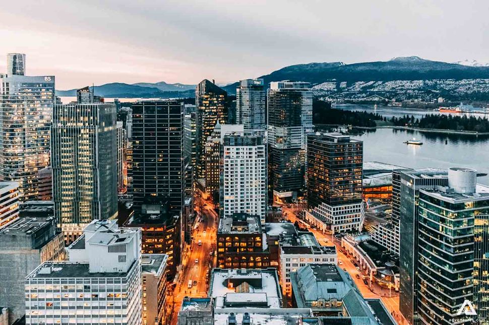city skyline view of vancouver buildings