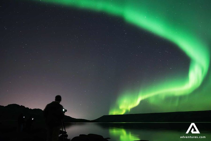 taking pictures of aurora in a starry sky