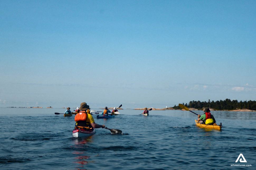 kayaking in georgian bay at summer in canada