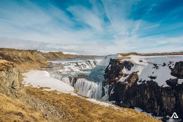 Sunny day at Gullfoss waterfall