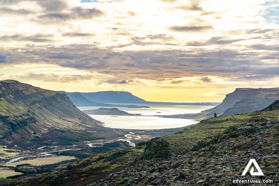 summer midnight sun at hvalfjordur