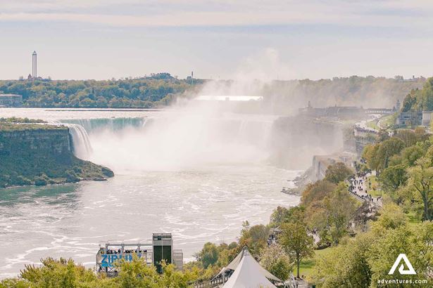 aerial view of niagara falls in summer