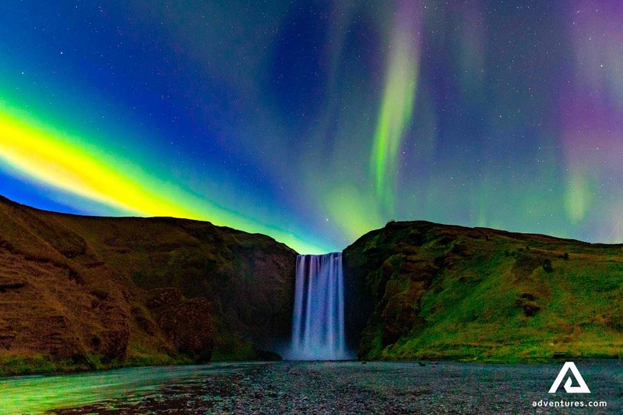 aurora borealis near skogafoss