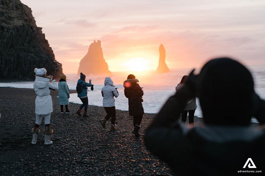 People Taking Pictures of Reynisfjara Beach