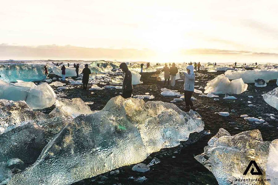 sunset sunrise at jokulsarlon diamond beach