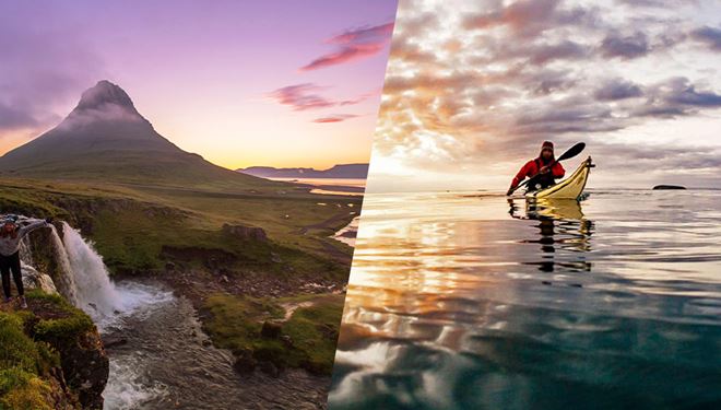 Midnight Kayaking under Mt. Kirkjufell