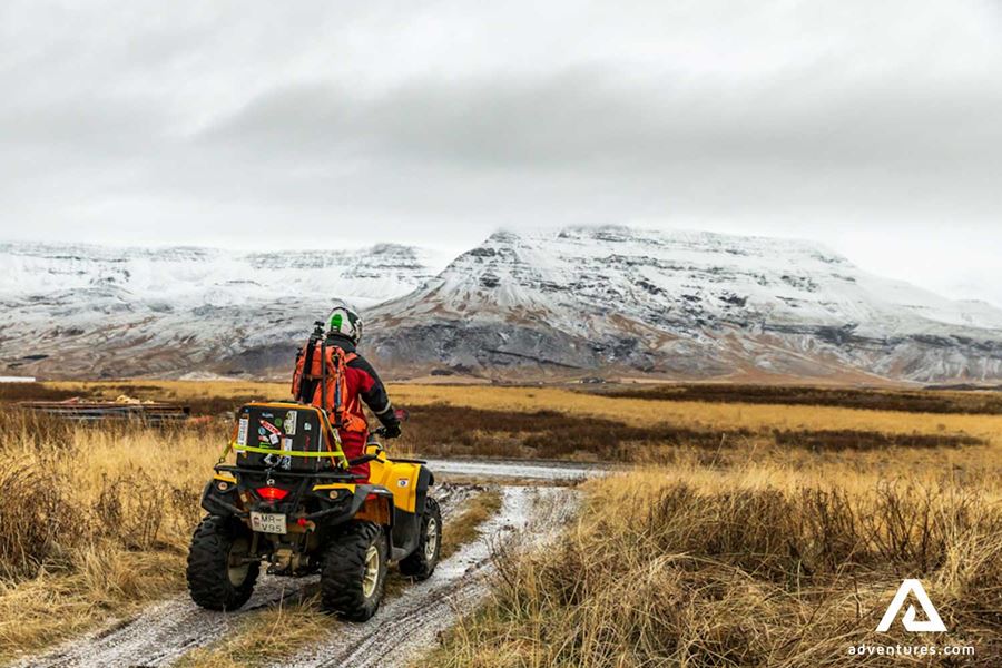 winter atv biking near mountains