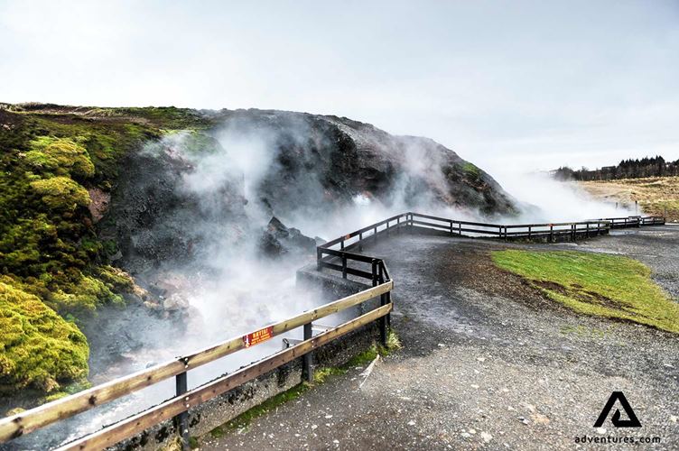 geothermal hot spring of deildartunguhver in iceland
