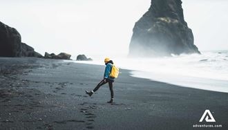 walking around reynisfjara in iceland