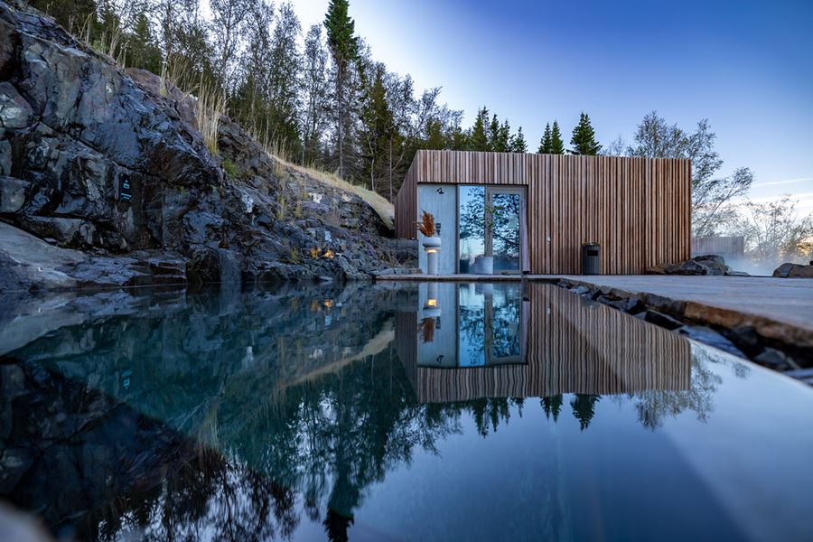 Outside Of Forest Lagoon Sauna in iceland